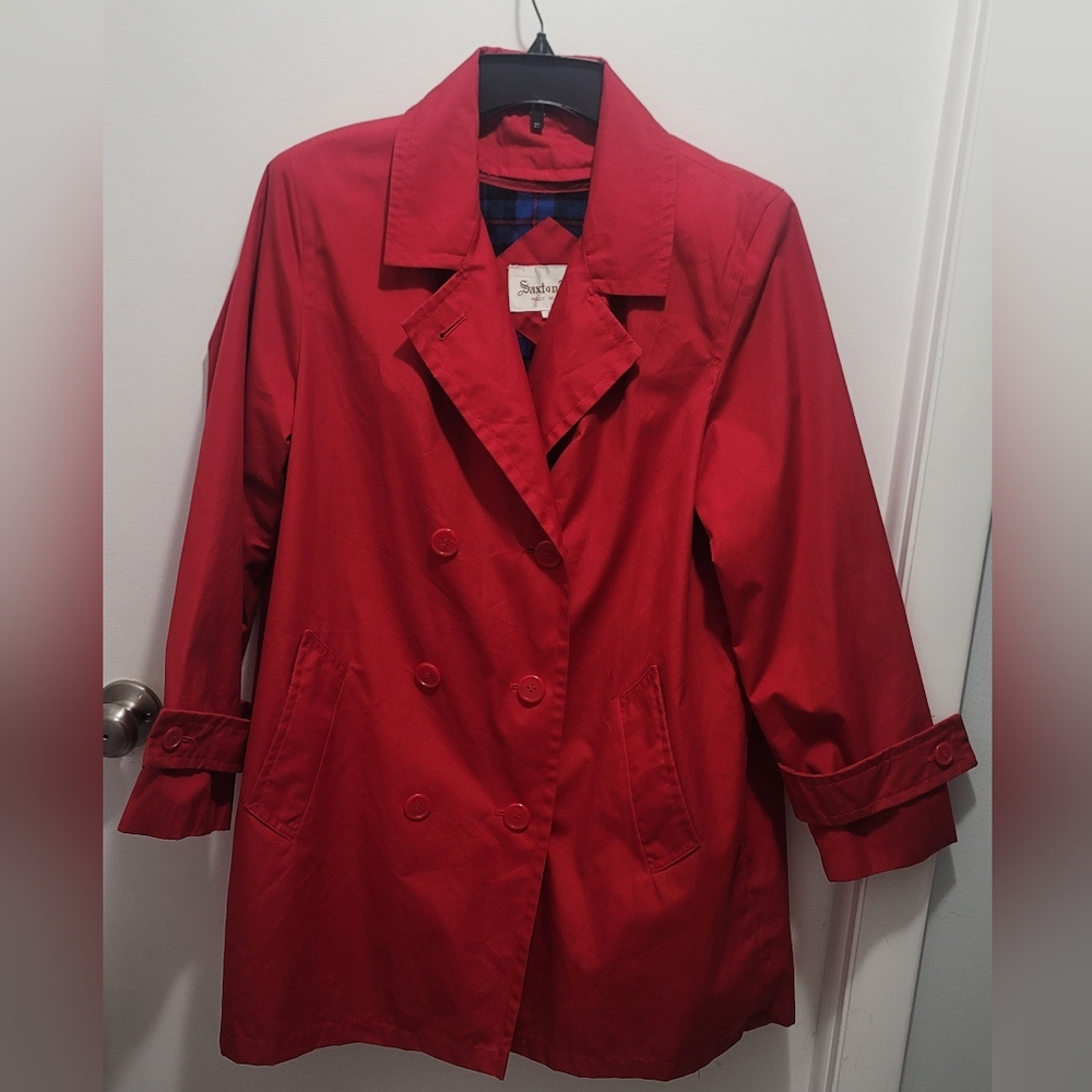 Saxton Hall Vintage Red Short Trench Coat With Zip Out Lining